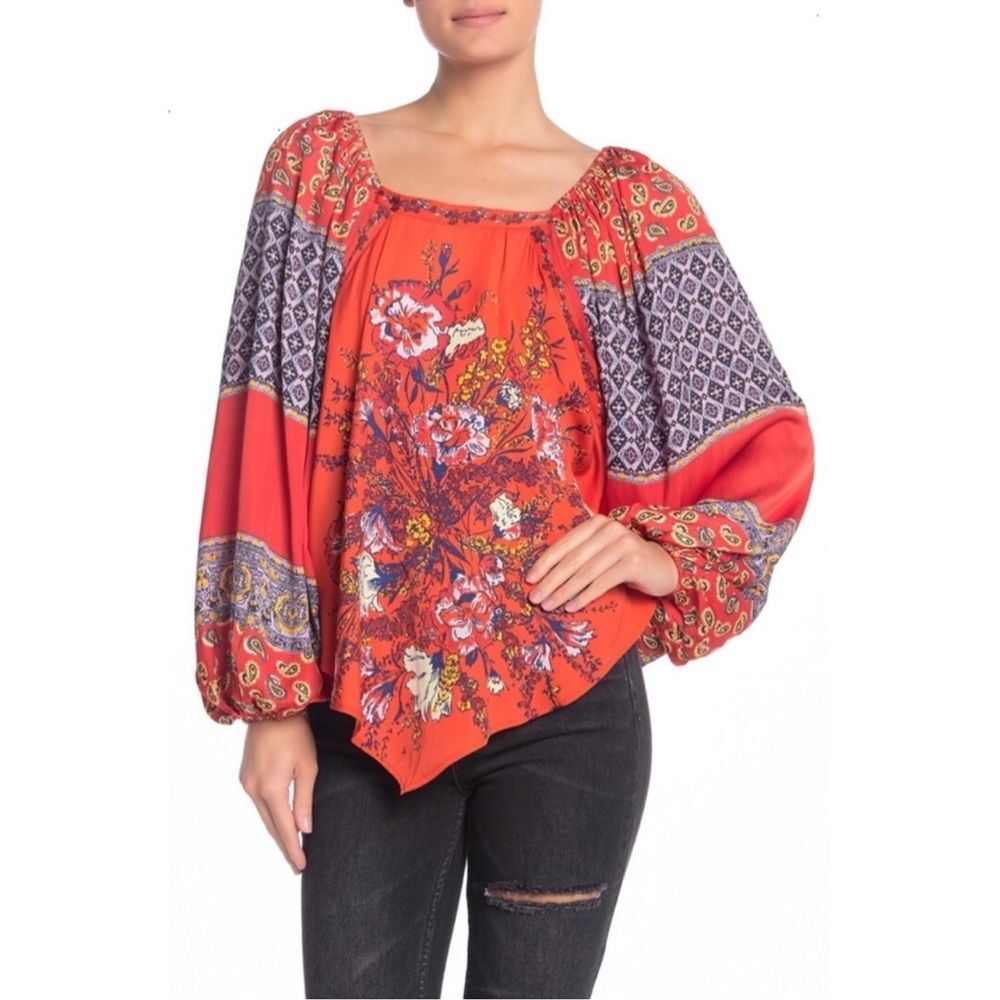 Free People Positano Print Blouse Size Small